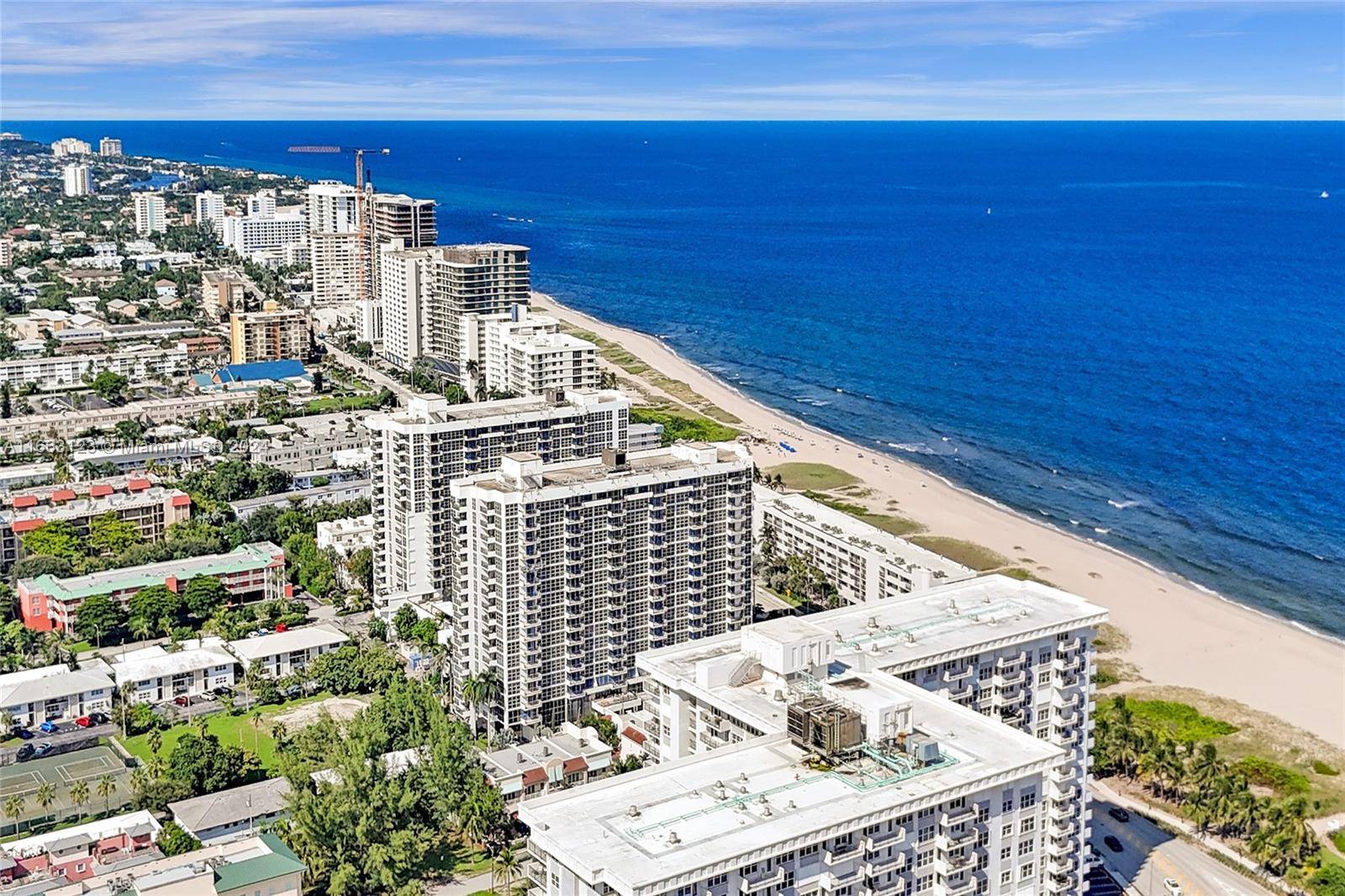 Beautiful 11th floor condo with direct Ocean view from the living room and both bedrooms through the floor to ceiling impact windows.