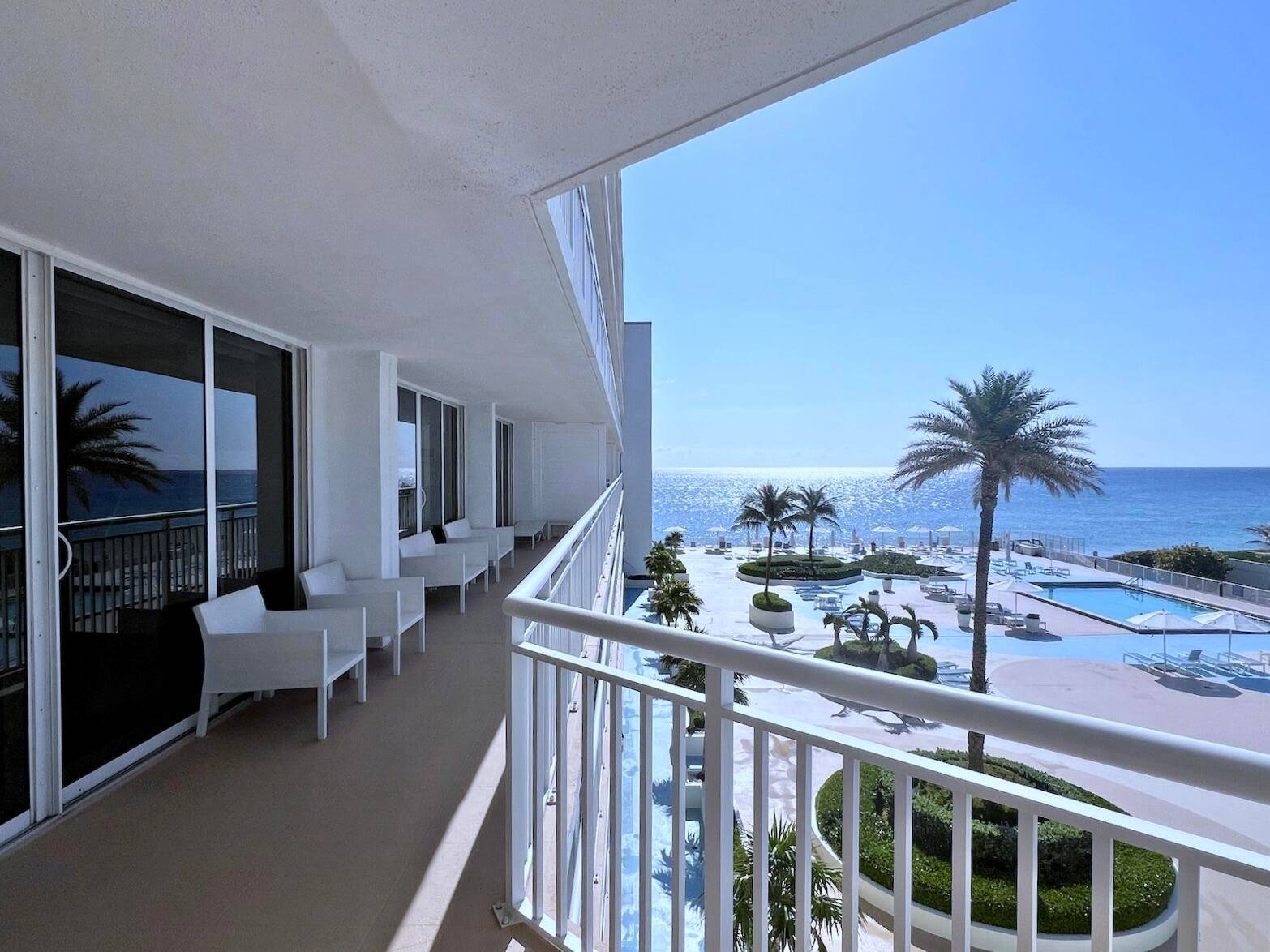 Enjoy breathtaking Ocean Views from the kitchen, dining, and living areas, all with direct access to an expansive 43 foot oversized balcony.