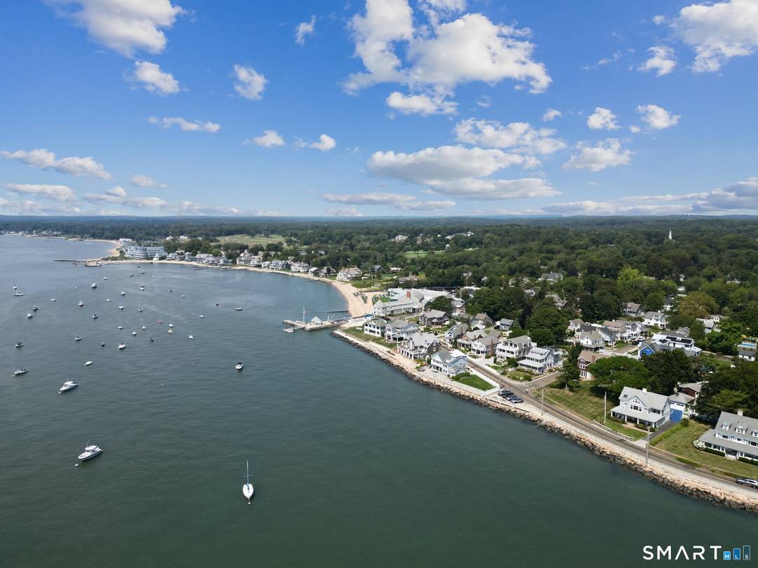 This beautiful waterfront home has unobstructed views of Long Island Sound.