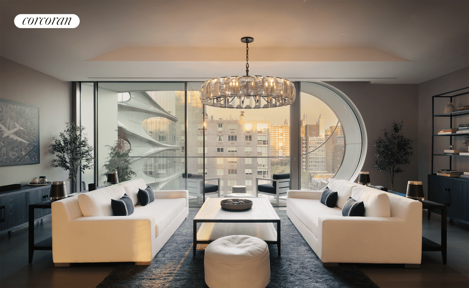 Residence 33 is a distinctive three bedroom home of 2, 927 square feet with exposures south, east, and west as well as two private balconies.
