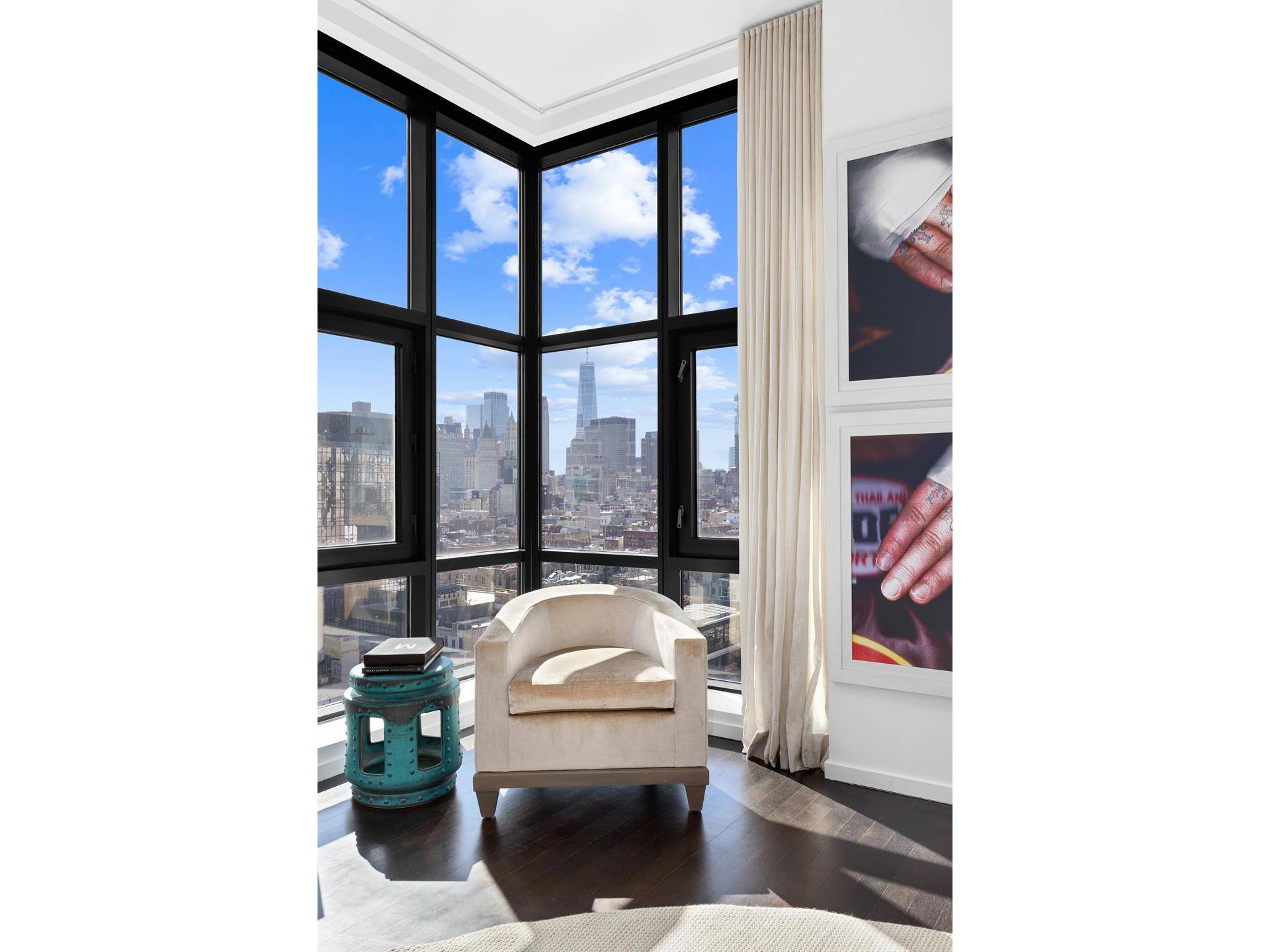 Views, Views, Views. This chic, full floor home, located in the distinctive BLUE condominium, boasts breathtaking Manhattan views from four exposures, exquisite design and abundant natural light all day long.
