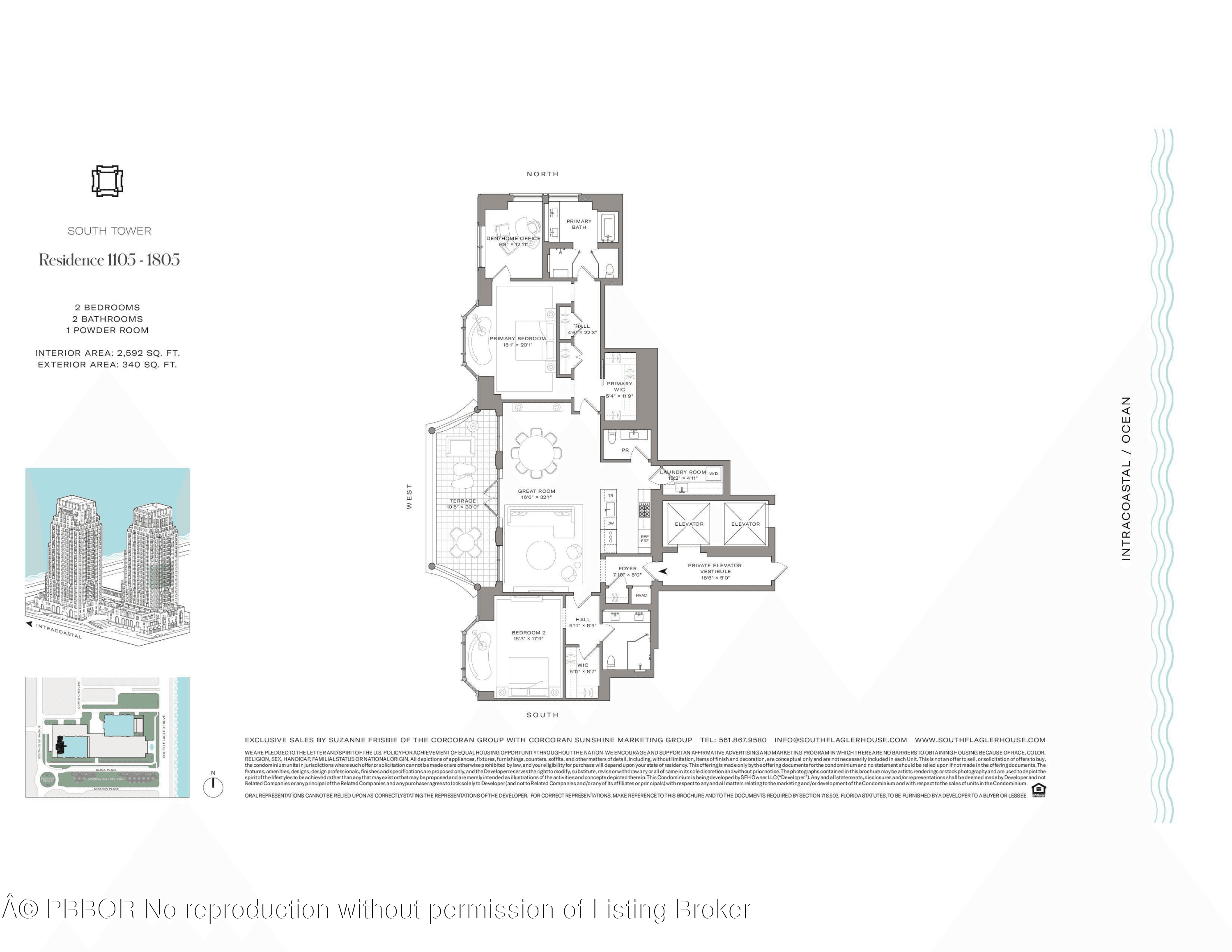 South Tower Residence 1505 at South Flagler House is a beautifully appointed west facing 2 BR, 2.