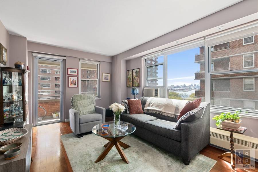 Charming, move in ready 1 bedroom apartment featuring a large living room with double exposures including a big picture window flooding with light !