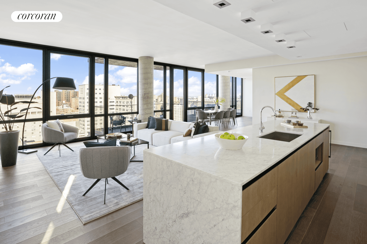 Luxurious, three bed, three bath penthouse unit available for rent.