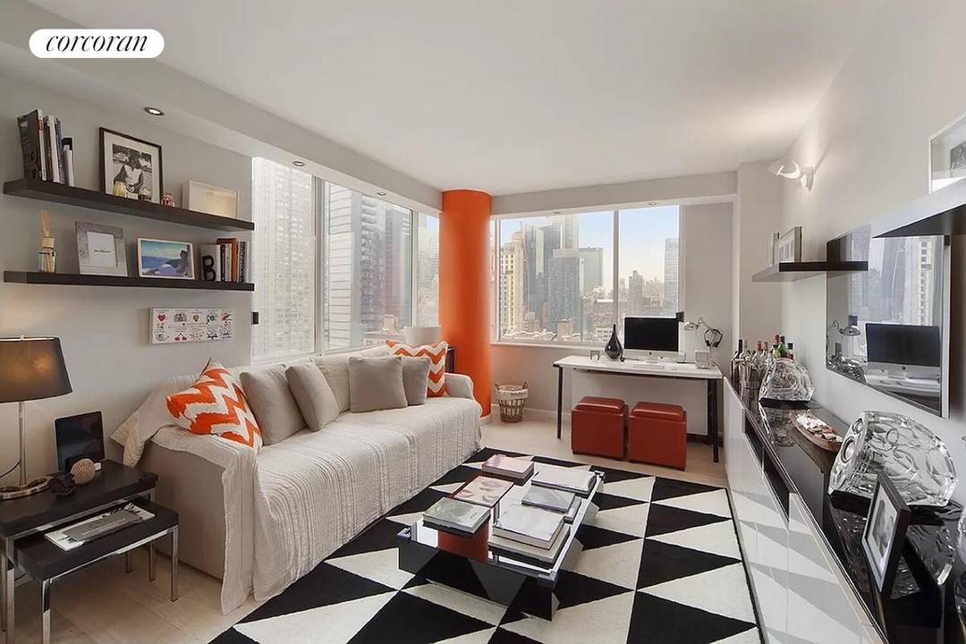 Welcome to your exquisite new home at 350 West 50th Street, Residence 20B, where luxury meets convenience in the heart of the Midtown West.
