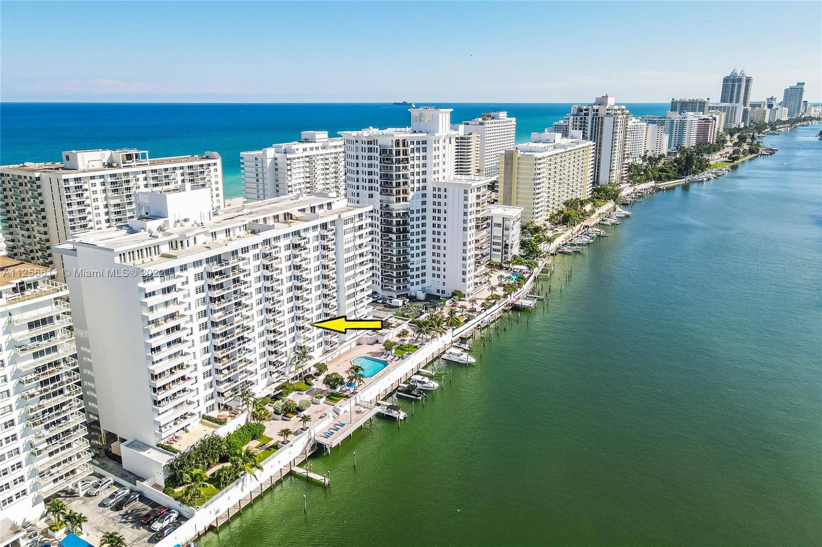 Beautiful intracoastal views from this 2 Bedroom 2Bath split floor plan on Collins and 57th Ave is located right across from the beach and boardwalk.