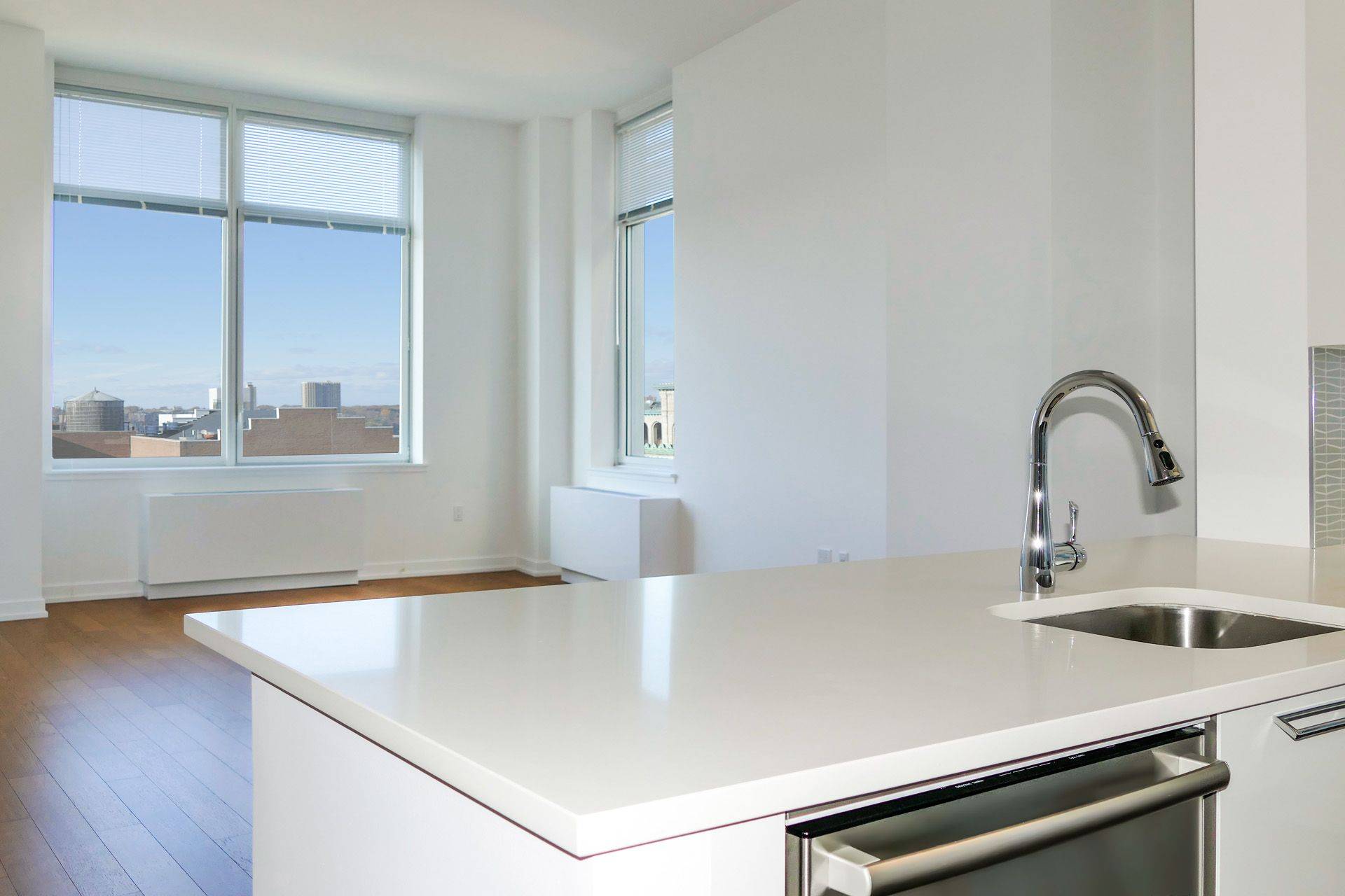 Corner two bedroom with open views across Broadway and 77th Street.