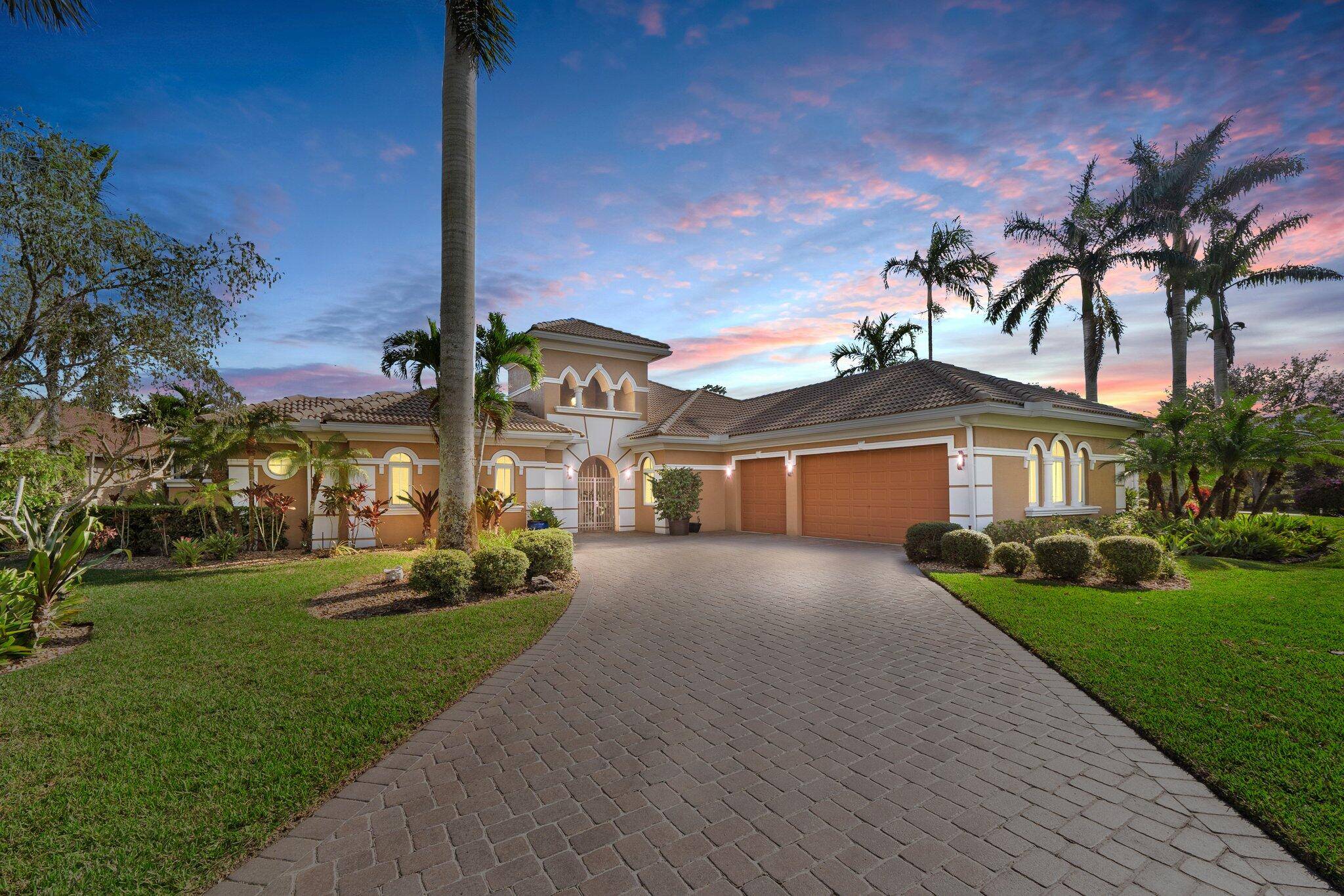 Welcome to this exquisite custom built courtyard home, perfectly situated on a sprawling 1 2 acre lot in a prime cul de sac within the prestigious, guard gated Cobblestone Country ...