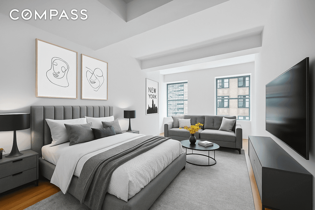 This bright, sunny, and beautifully updated studio features top of the line appliances, rich hardwood floors, and soaring beamed ceilings, enhancing the spacious feel of its well designed 579 square ...