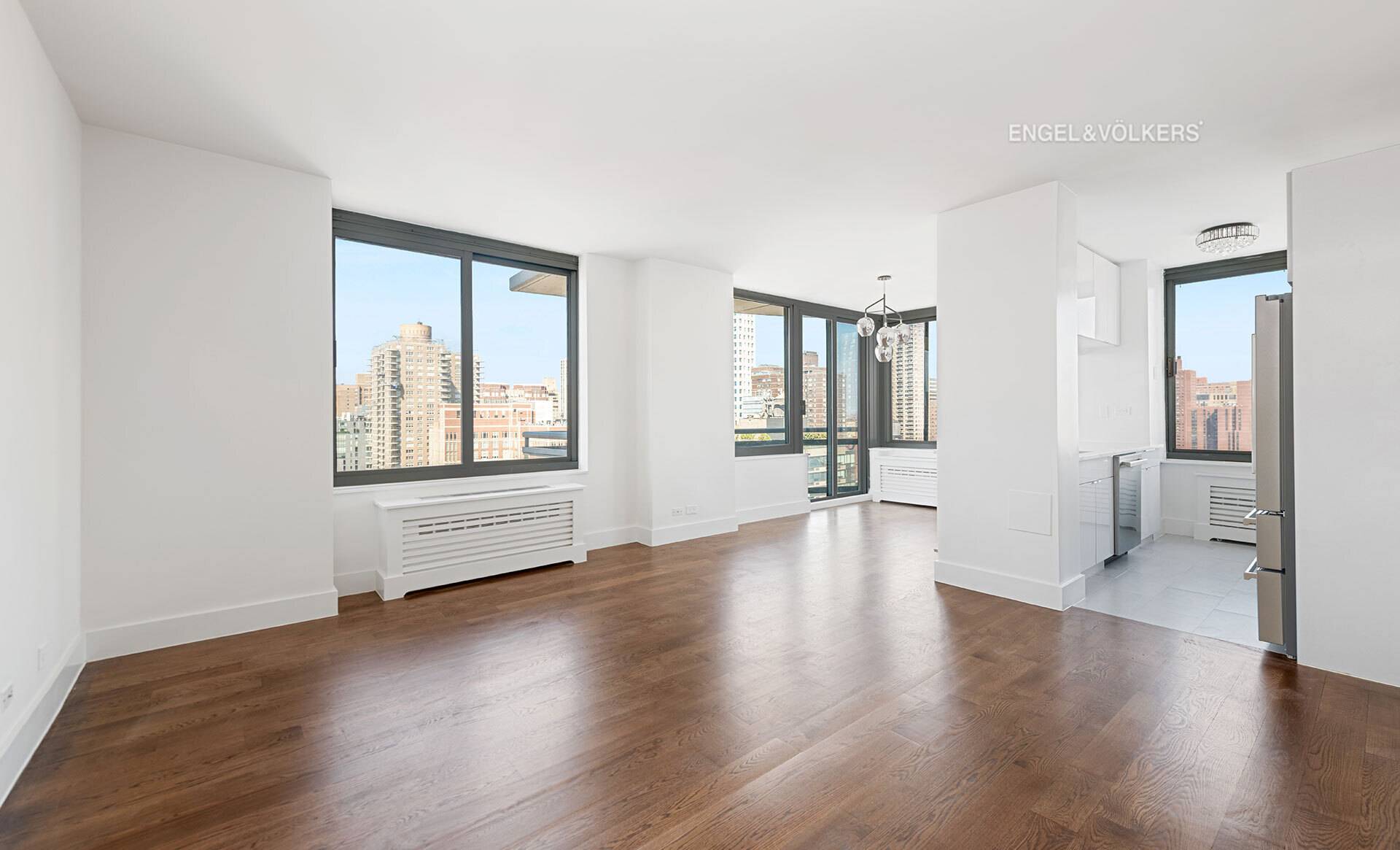 Located in a full service white glove Condop, this pristine two bedroom residence showcases a remarkable renovation and offers breathtaking, unobstructed views from every room.