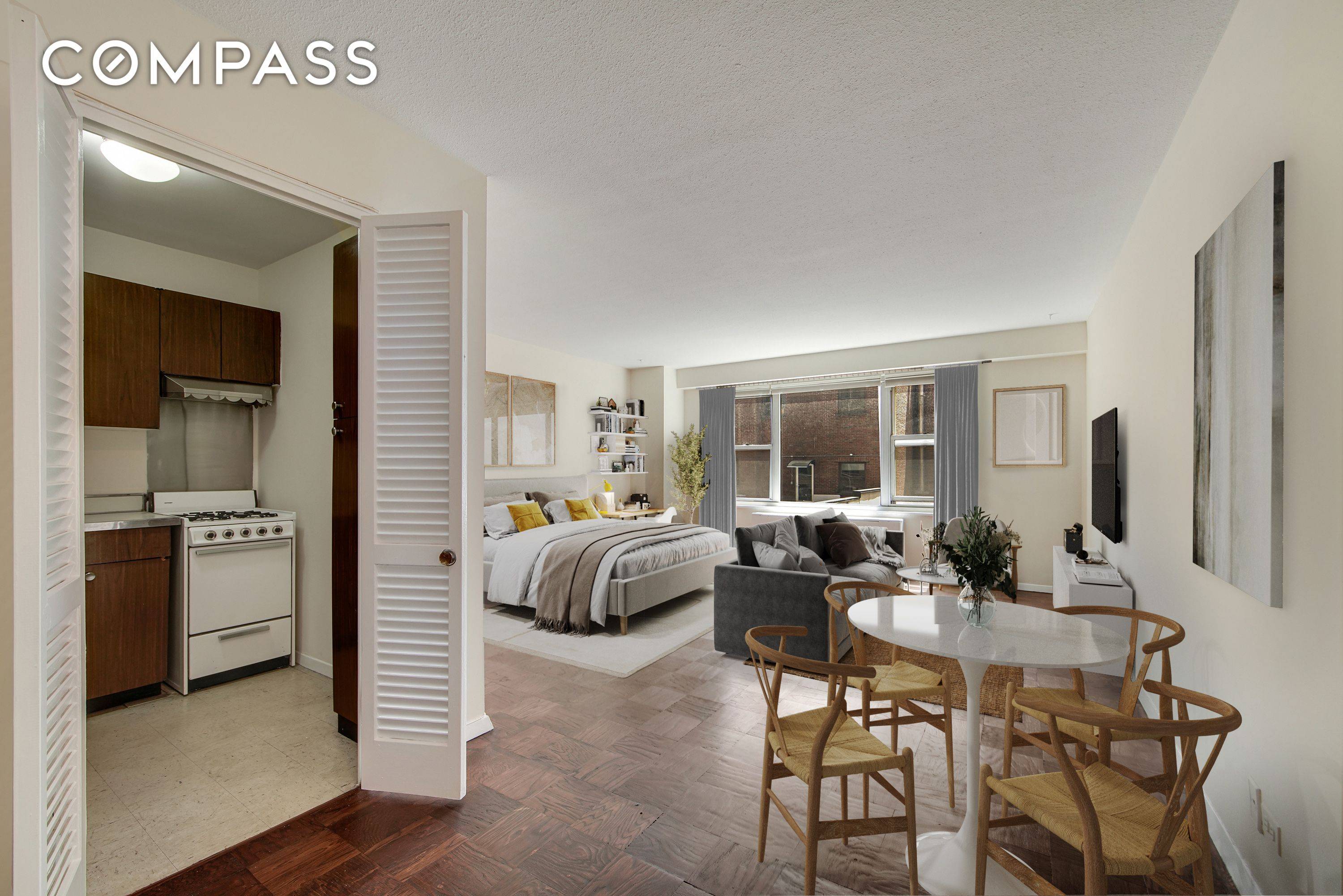 Come home to this sunny, southwest facing, spacious condo alcove studio !