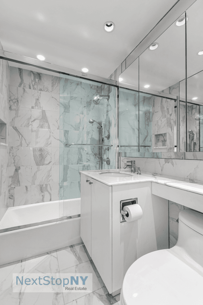 An incredibly large, one bedroom apartment, with views of the Empire State Building and Chrysler Building, featuring 3 spacious closets, 1 of which is a walk in.