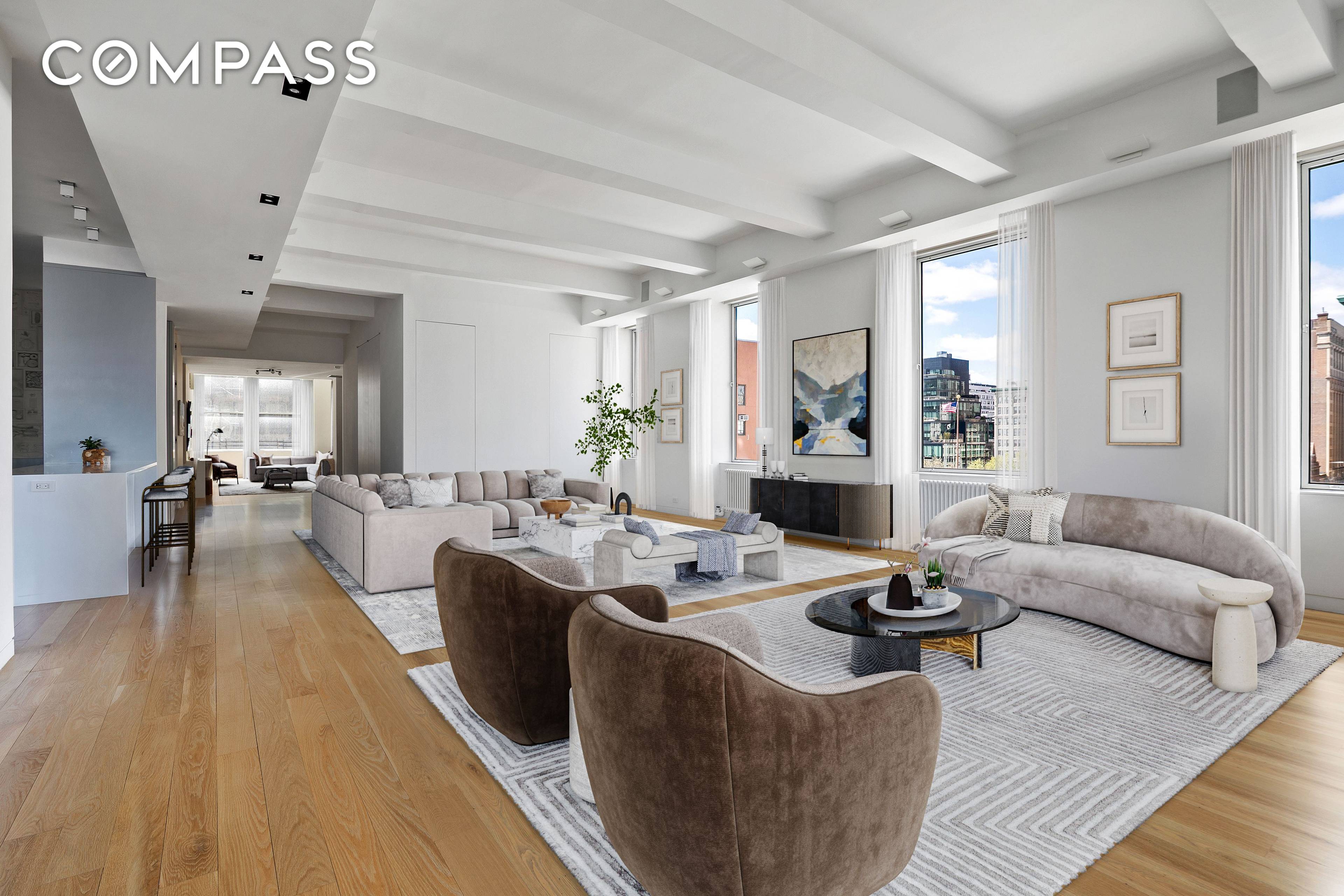 CHIC DESIGNER LOFT WITH VIEWS This expansive 4, 100 square foot loft offers breathtaking North, South, East and West views, including Union Square, the Chrysler Building and panoramic cityscapes.
