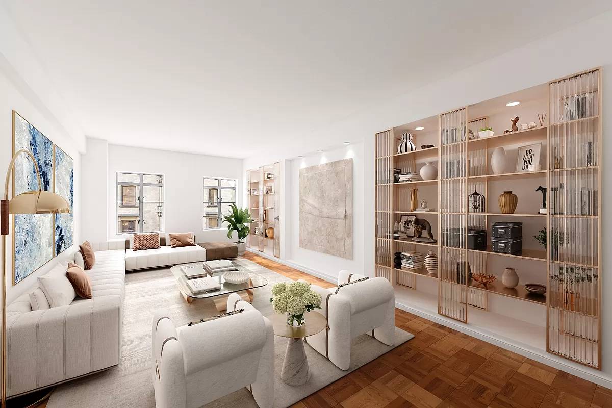 Expansive rooms and breathtaking views of West 72nd Street and The Dakota converge in this luminous 4 bedroom, 3 bathroom corner co op directly across from Central Park.