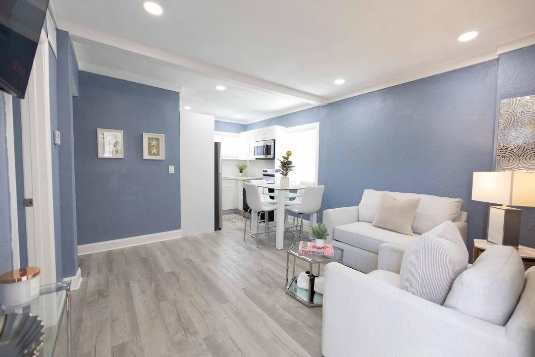 Fully furnished and remodeled, 2BR 1BA apartment offered as a Seasonal or annual Rental in Prime central location within a tranquil and secure neighborhood.