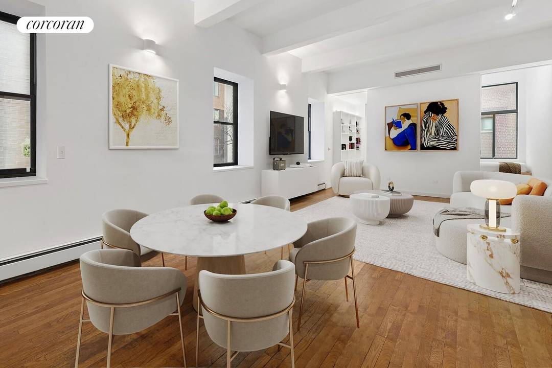 A quintessential west village loft, 165 Perry Street is a former Maraschino Cherry Warehouse that sits on a cobblestoned street by Hudson River Park.