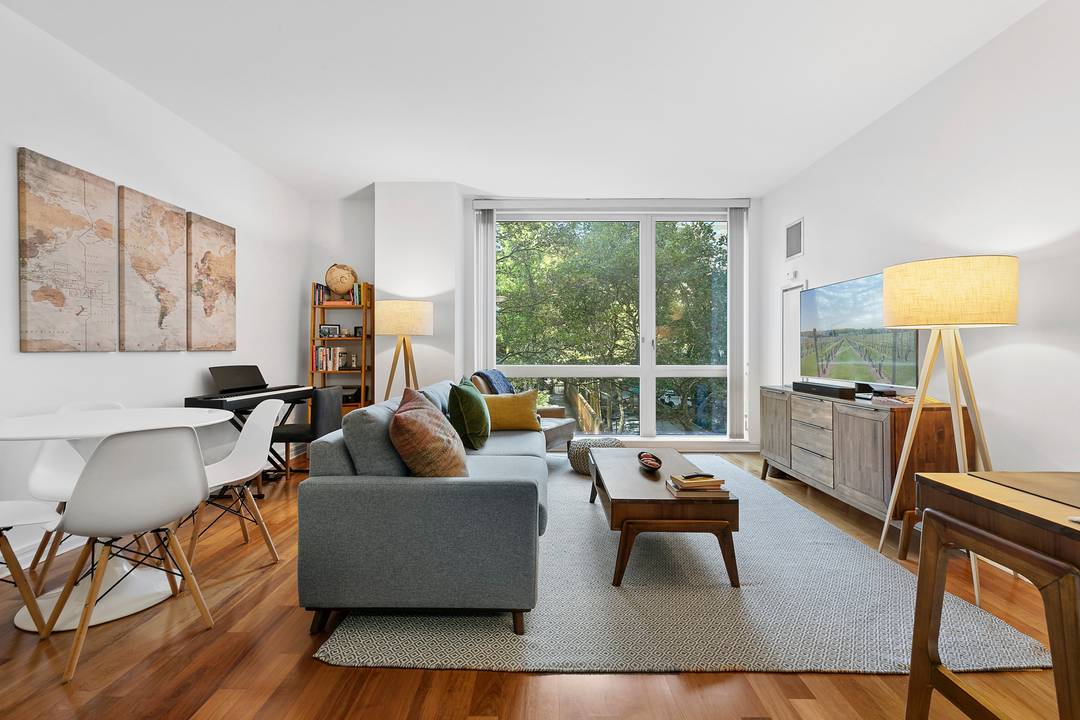 Rarely available. This excellent 839 square foot one bedroom apartment delivers space, light, and comfort in every room.