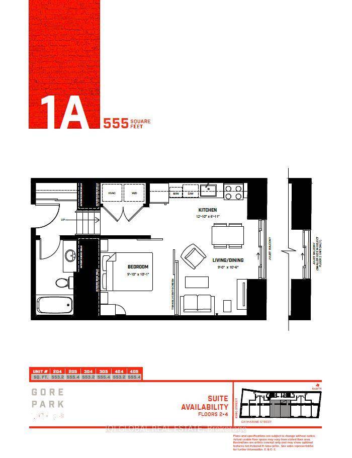 1 Bed 1 Bath 553 Sq Ft Condo Locker Included Downtown Hamilton At Gore Park Boutique Lofts.