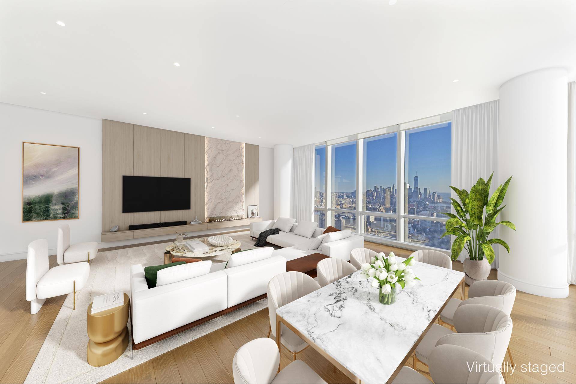 Views ! Views ! Views ! Panoramic views of the Hudson River, Lower Manhattan and beyond, adorn this prized high floor, 2 bedroom, 2.