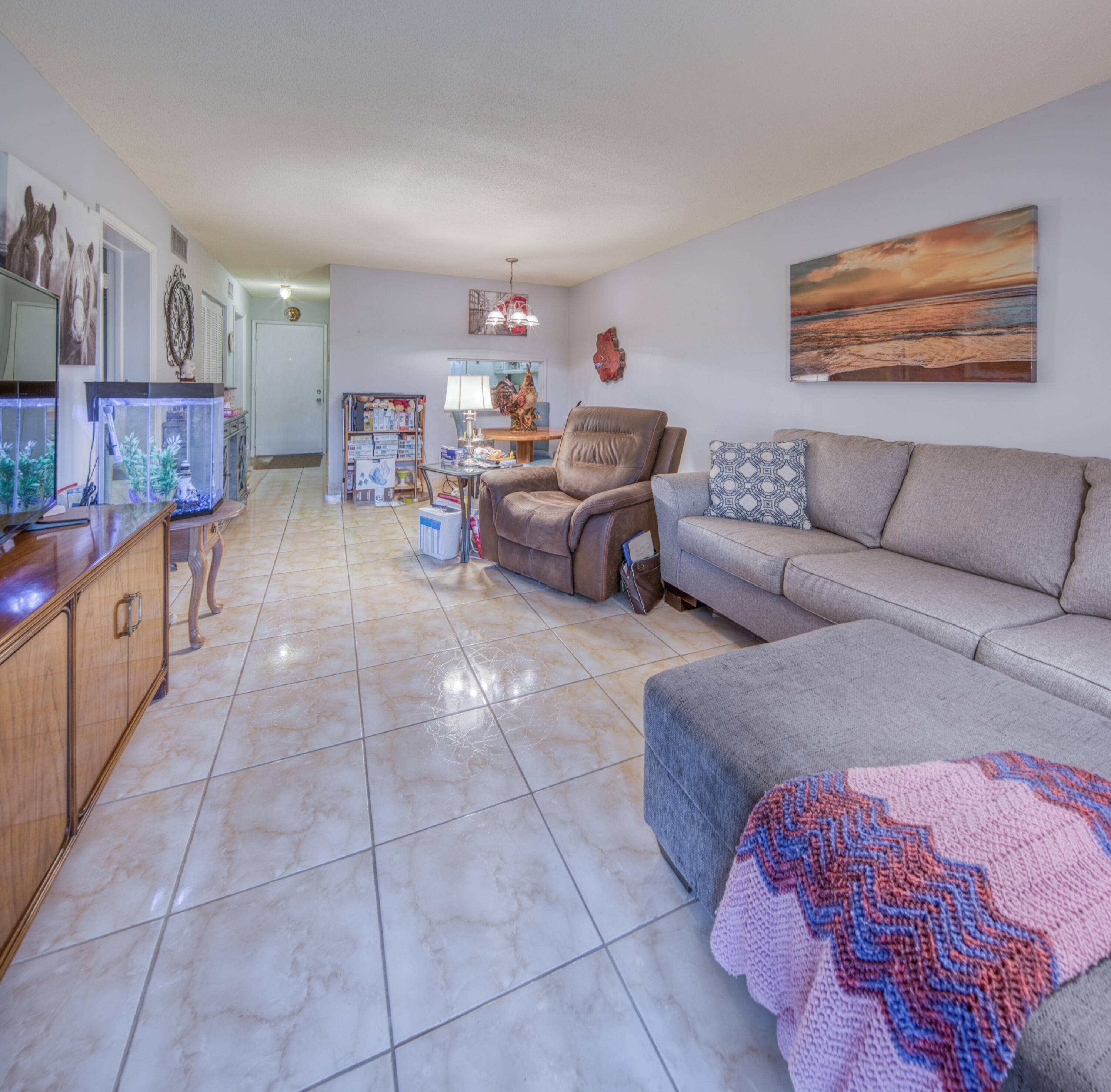 Nice and bright 1 bedroom ground floor apartment with 1 full bathroom and 1 half bathroom located in lively Lake Clarke Gardens 55 community.