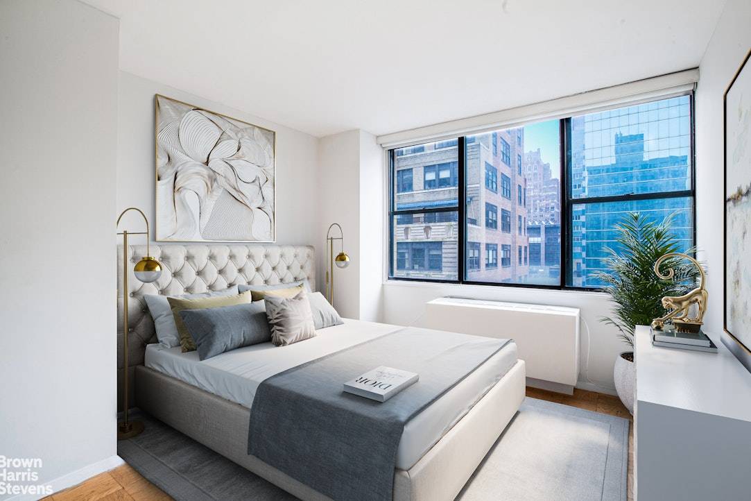 Apartment 12C is a beautiful south facing 1 bedroom at The Delegate featuring a large, bright living room with open views, a recently renovated kitchen with a dishwasher, and a ...