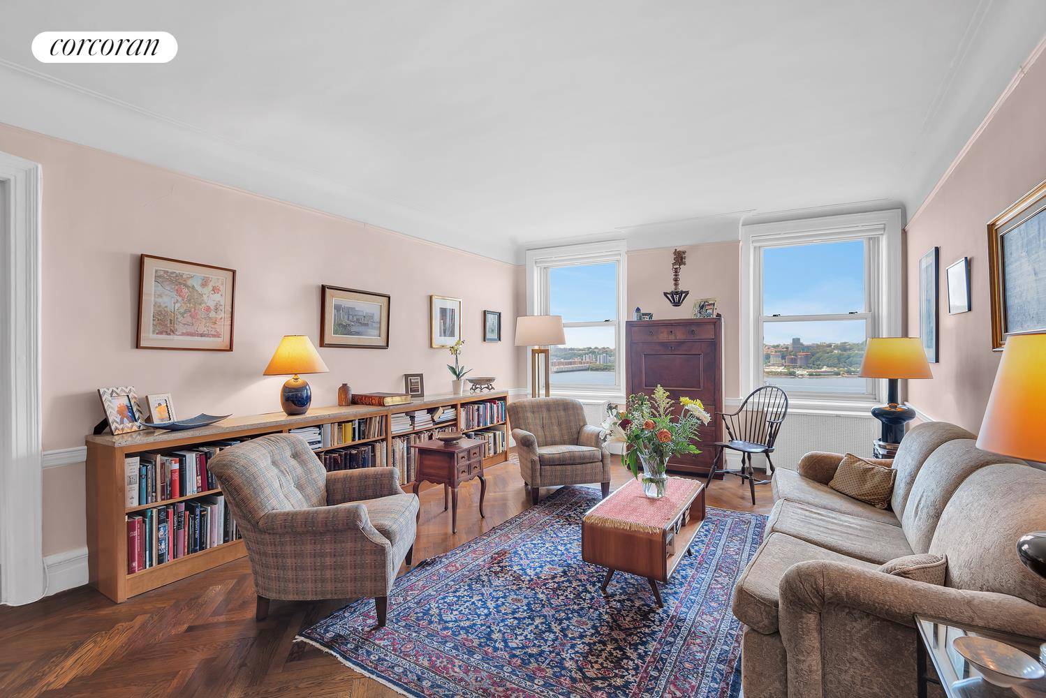 Apartment 11E at 390 Riverside Drive is a bright and well proportioned, prewar 5 room home with panoramic views of the Hudson River and Riverside Park high above the treetops ...