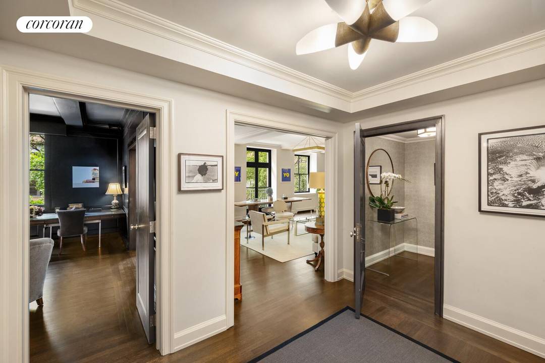 Graced with grandly proportioned rooms and enchanting treetop views, this extraordinary full floor ten into eight room residence offers three large bedrooms plus a staff suite, four full bathrooms, and ...