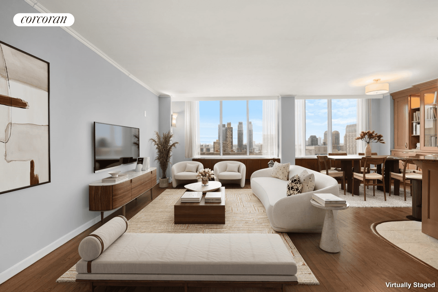 High floor four bedroom, three bath residence in one of the Upper West Side's most coveted cooperatives, the Harmony.