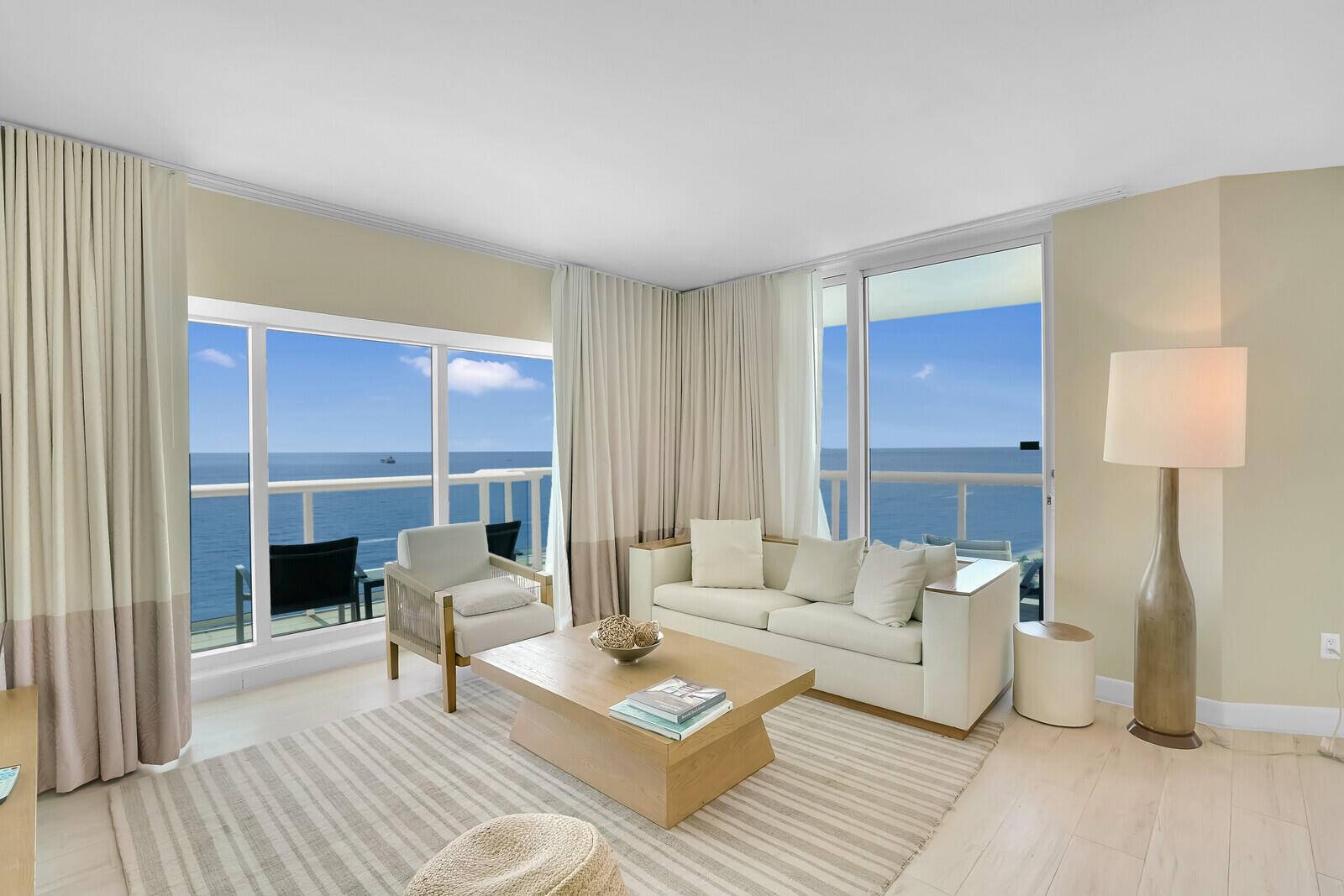 Ocean Front Condominium on 21st floor with private, wrap around balcony facing due east and south.