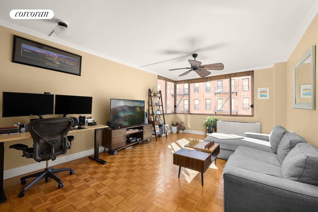 Sun Drenched, Spacious One Bedroom in the Heart of Hell's Kitchen Key Details Sun flooded south facing one bedroom Spacious living dining area with oversized windows Thermostat controlled air conditioning ...