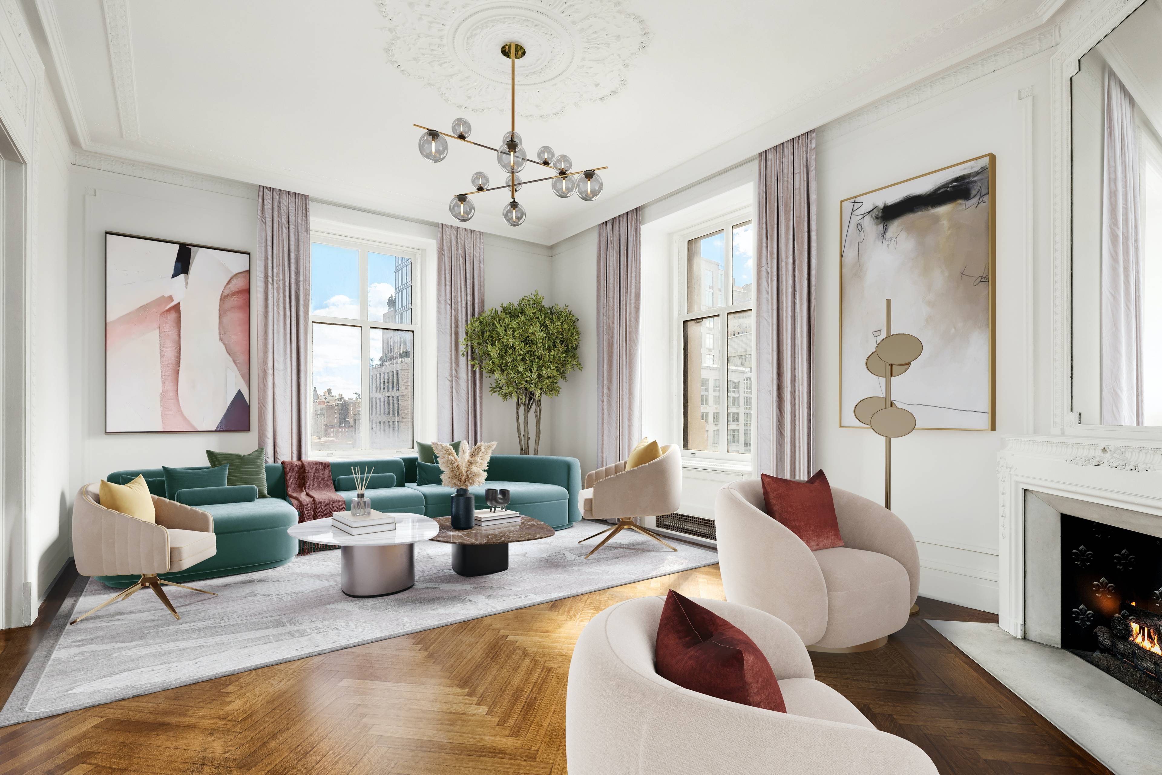 Nestled among just three exclusive residences on its floor, residence 11B exudes the timeless elegance and architectural splendor emblematic of the renowned Apthorp.