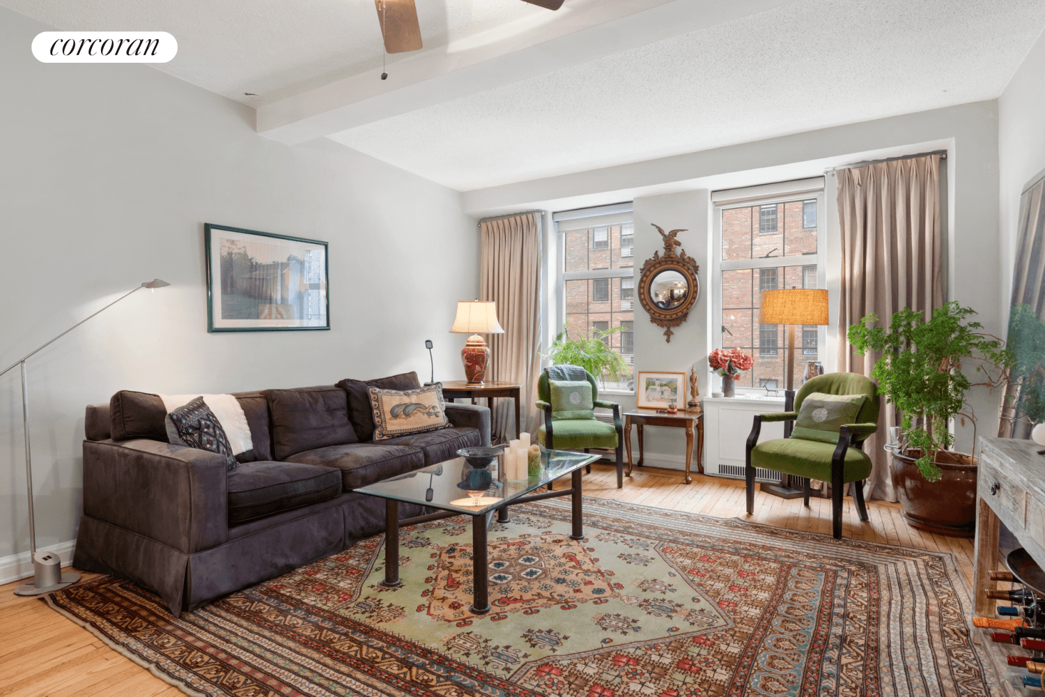 This over sized one bedroom sits at the end of the hall, offering you an extra wide living room and bedroom, and enjoys the traditional inset bookcases and beamed nearly ...