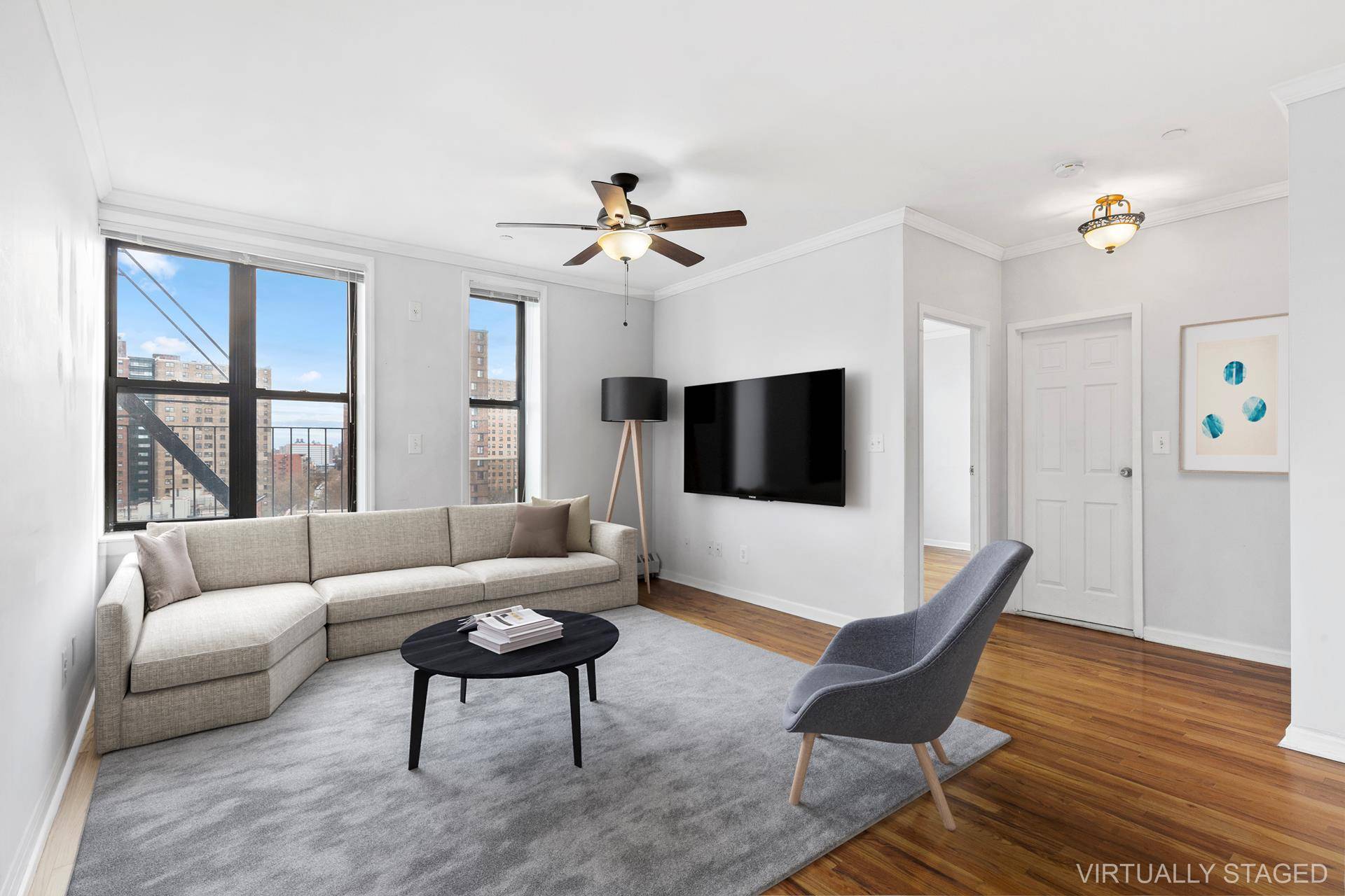 Light blasted top floor 2 Bedroom apartment with 1 Bath in well maintained and well regarded HDFC co op.