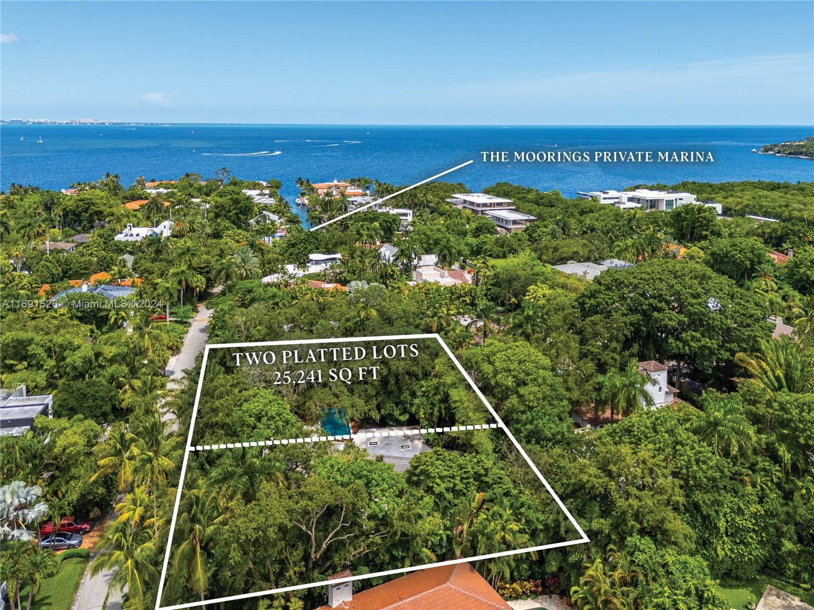 Rare opportunity for very private double lot in one of Miami s few truly private gated waterfront neighborhoods, The Moorings.