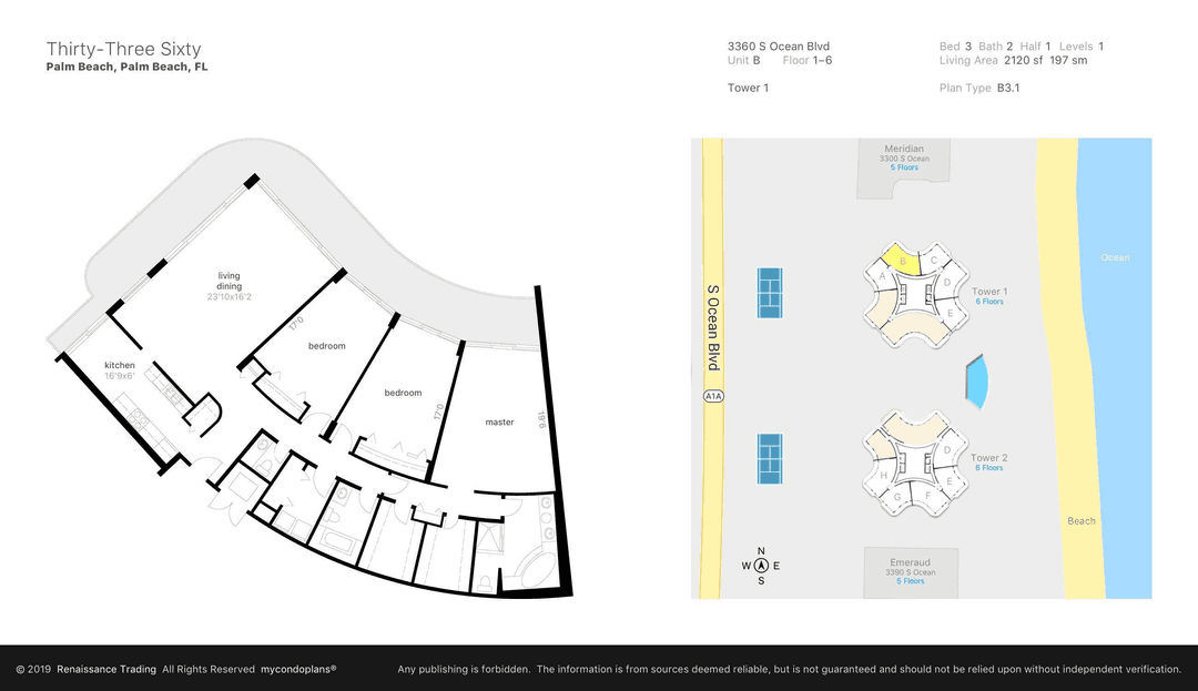 Waterfront home with direct views of the Atlantic Ocean and Intracoastal from all main rooms.