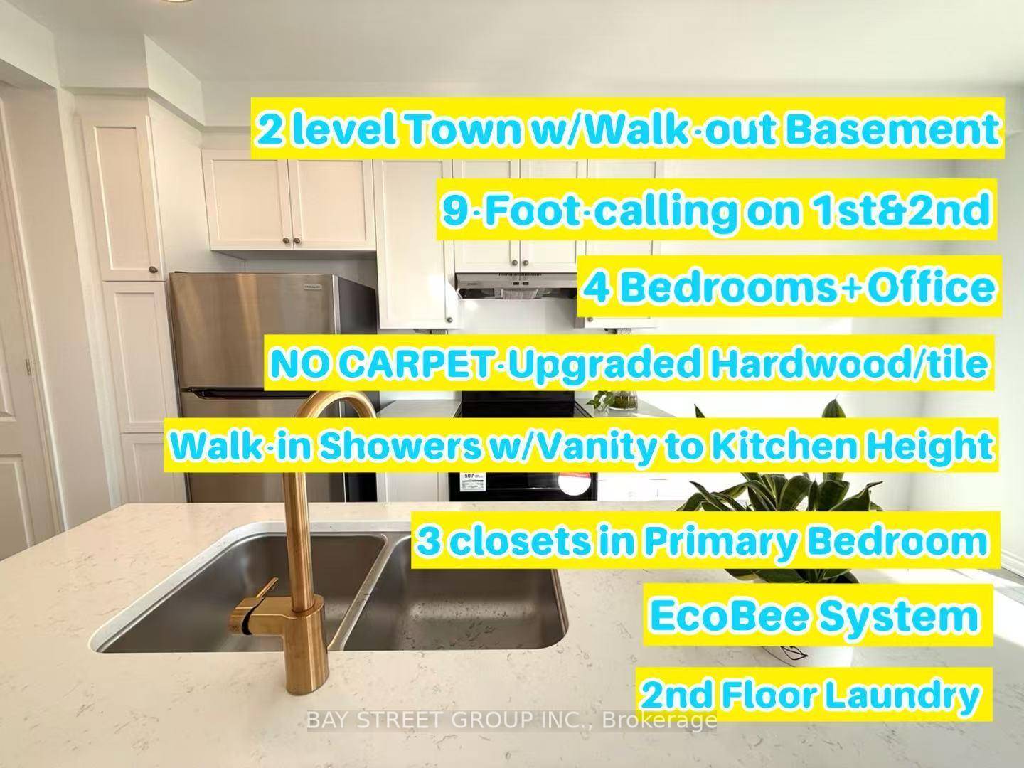 Stunning 4 bedroom, 30bathroom End Unit townhouse with a Walkout Basement and first floor office.