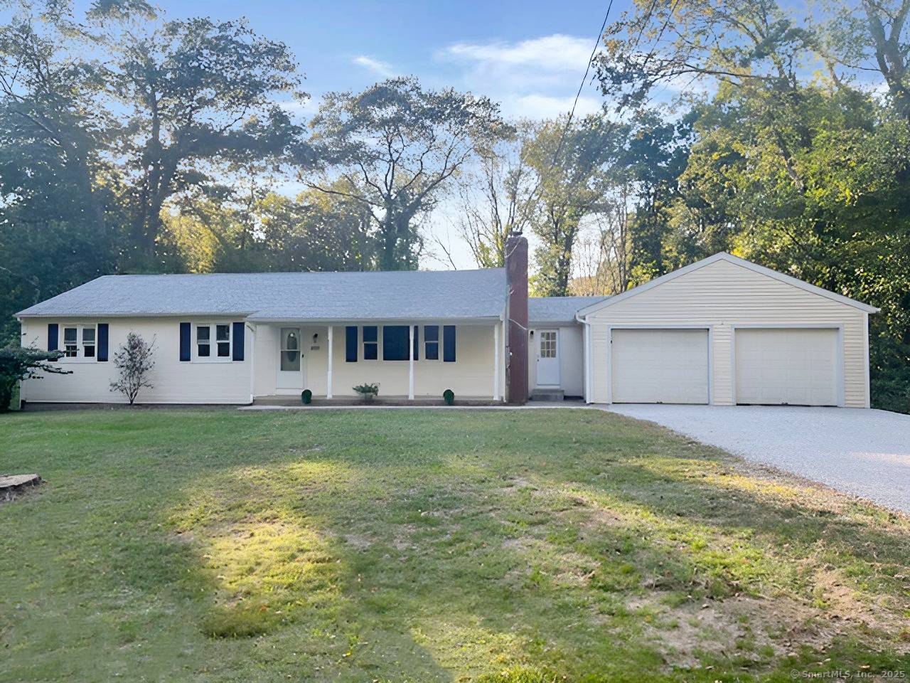 Ranch style home located on a corner lot with a generous sized backyard.