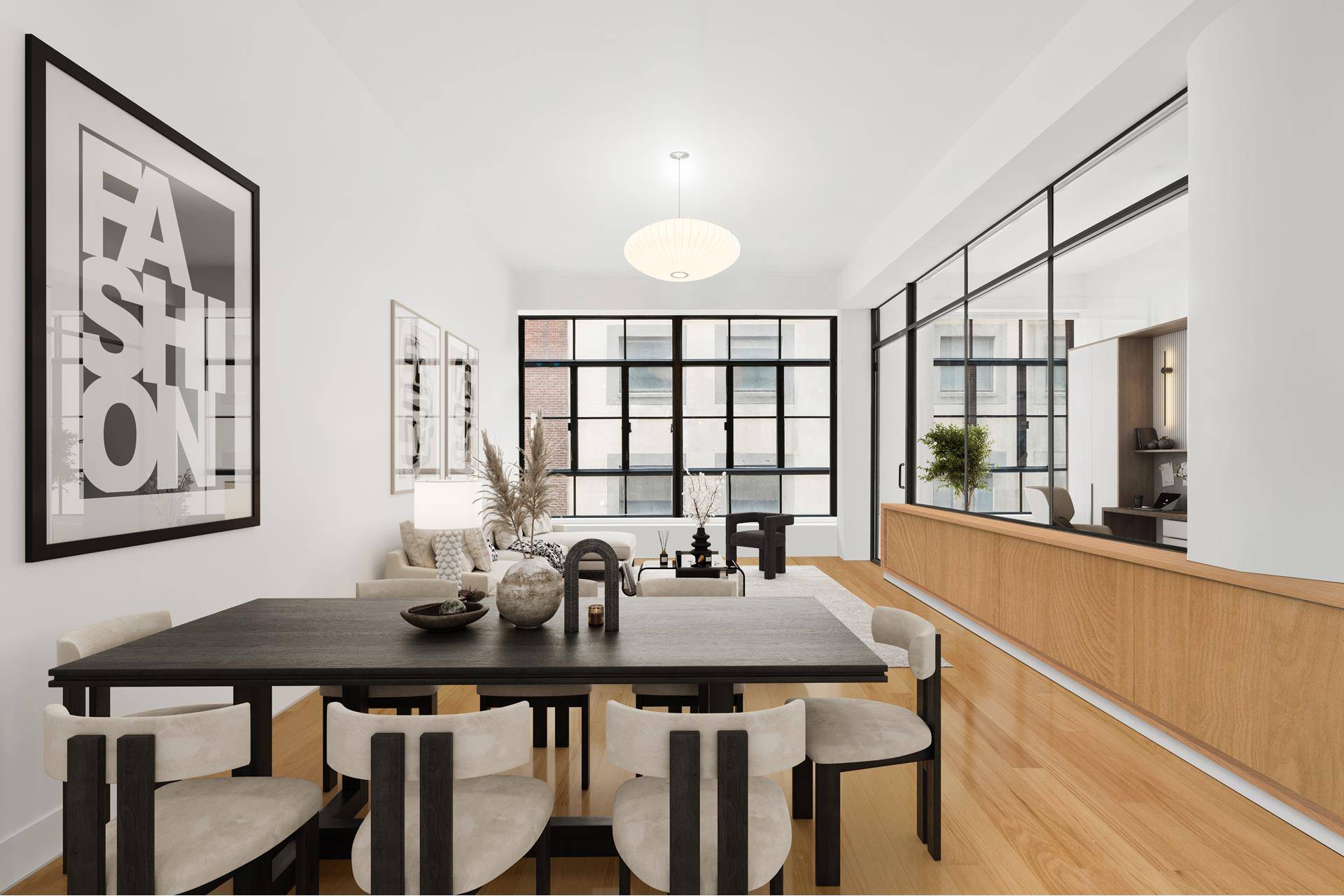 Experience luxury living in a versatile three bedroom convertible 4 residence at the prestigious 7 Hubert Street Condominium in Northwest Tribeca.
