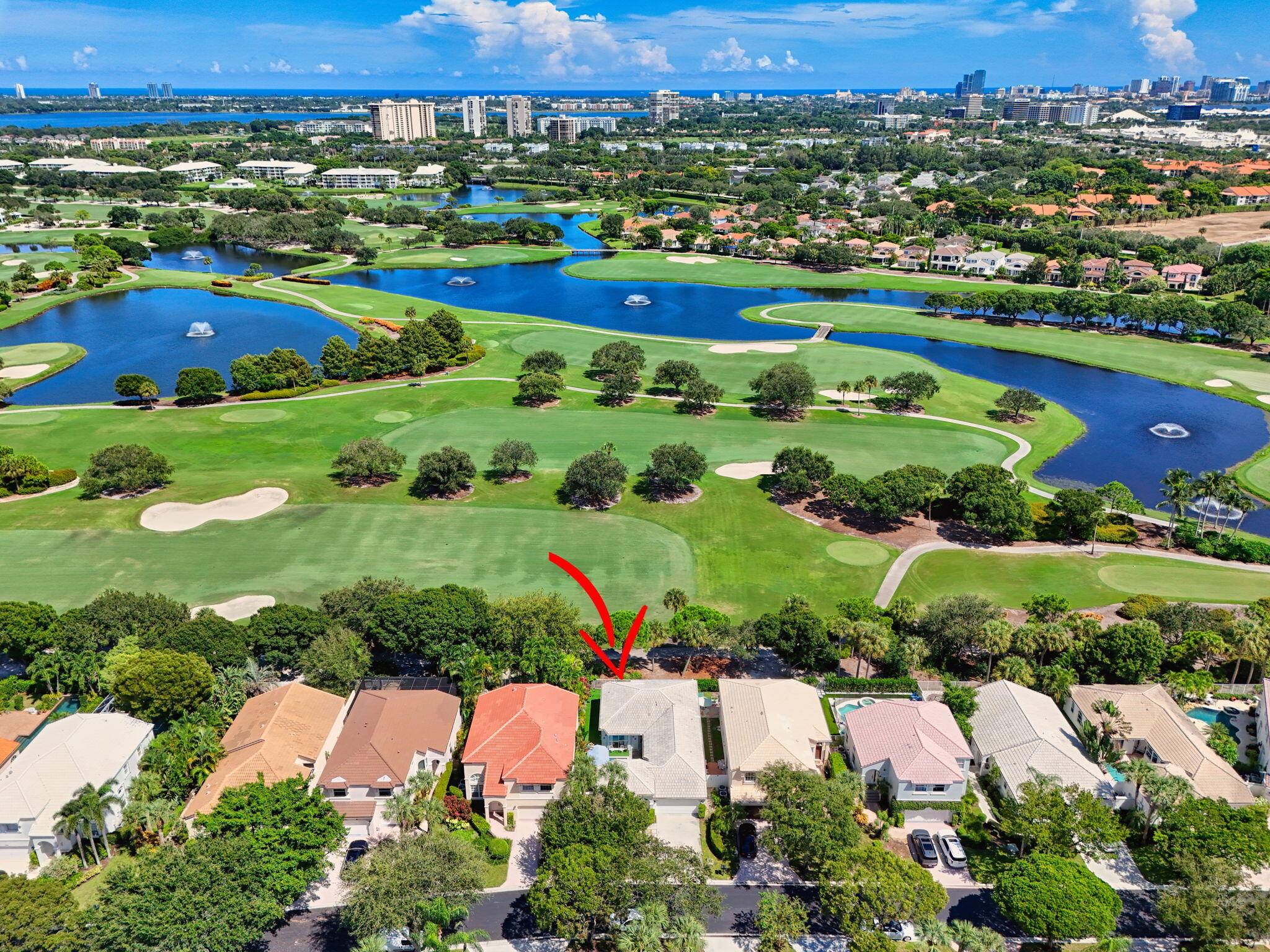 Rarely available single story courtyard home perfectly situated on a private golf course lot !