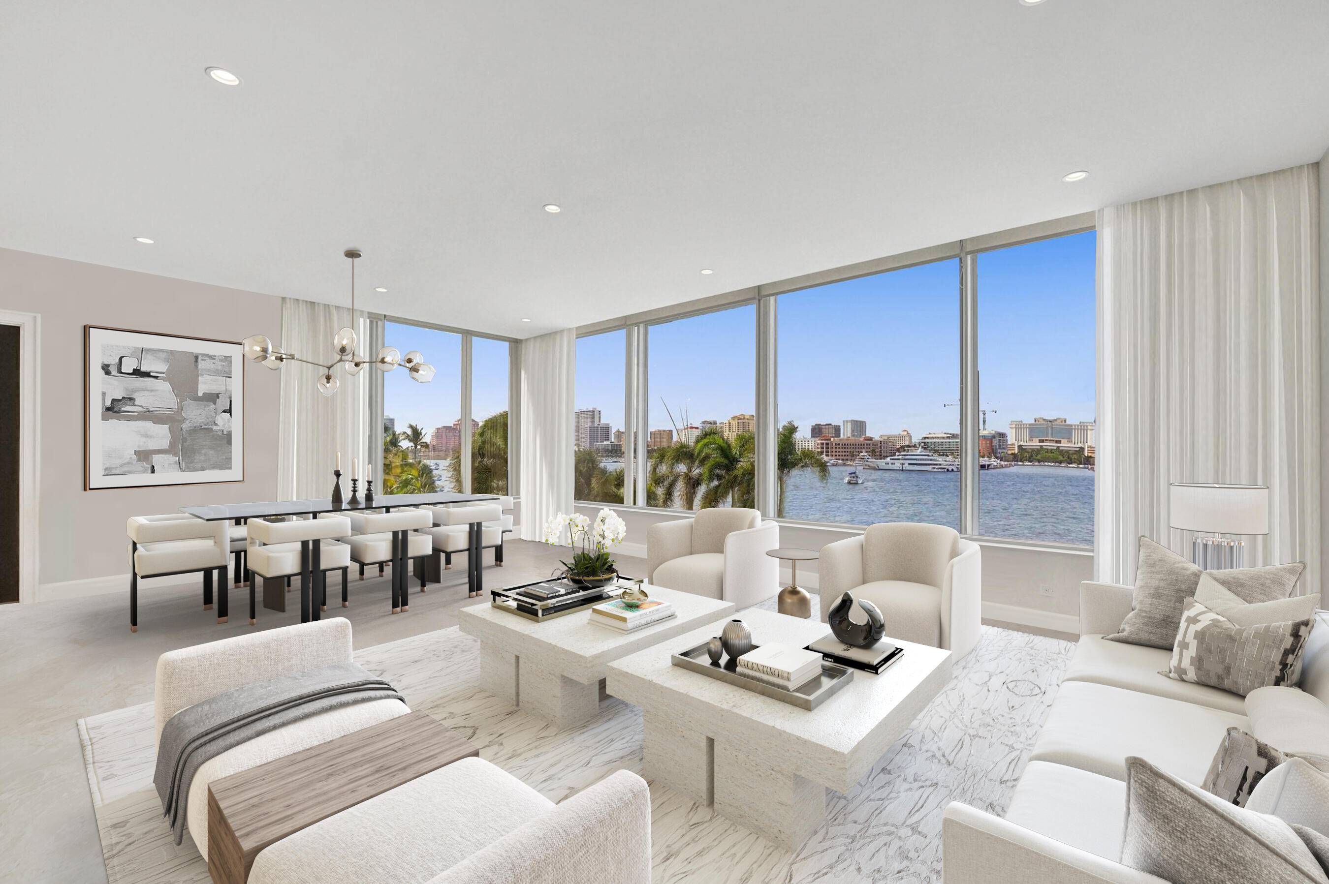 Direct Intracoastal Condominium in the heart of mid town offers views from the minute the door opens.