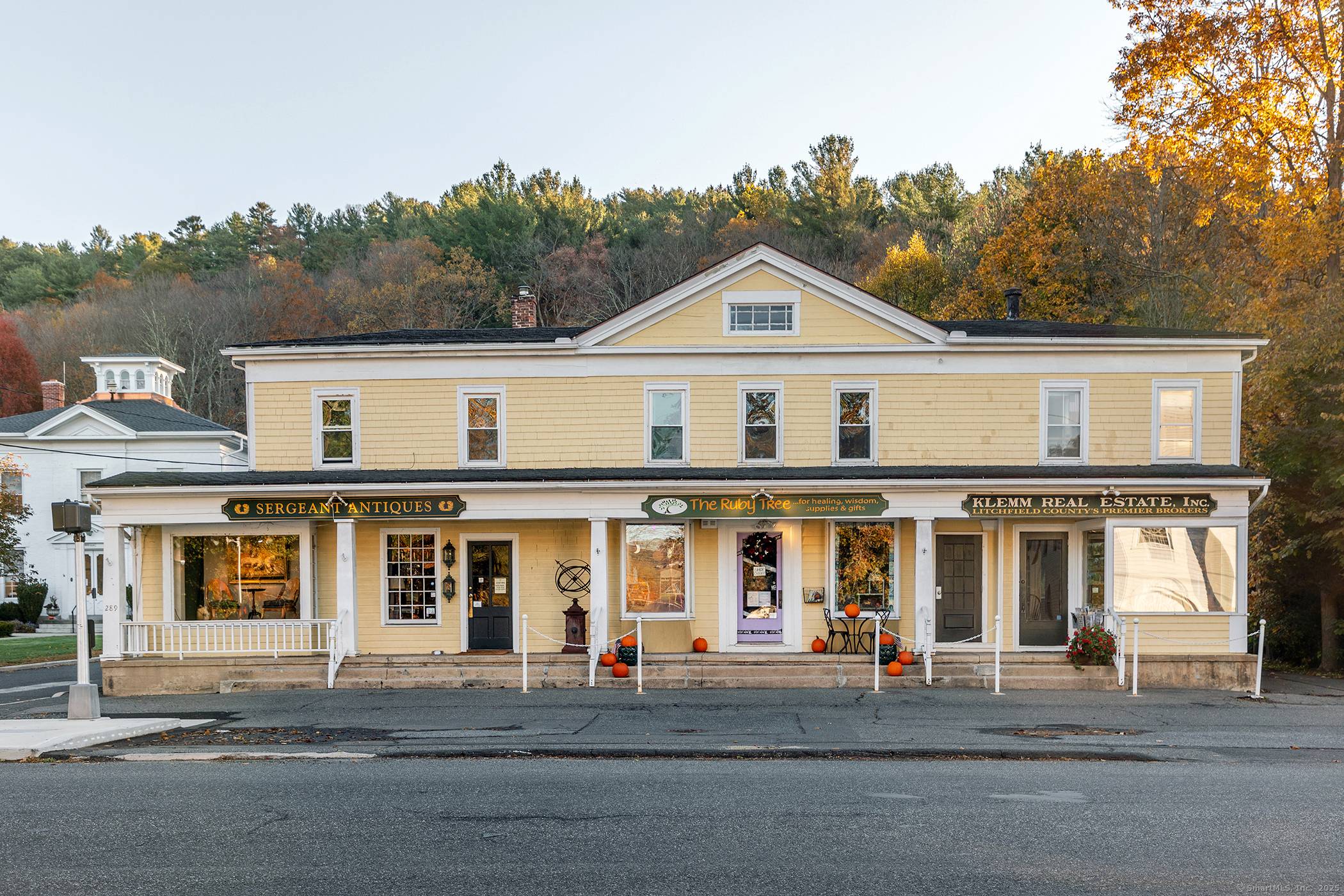 The iconic Lewis Building is in a prime location at the intersection of Rt 6 and Rt 317, next to the town office buildings and library.