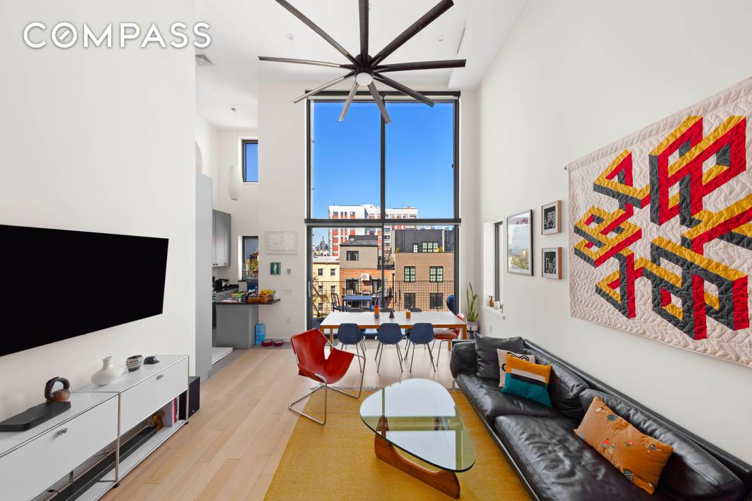 The penthouse at 33 Conselyea Street is a rare floor through duplex residence offering dramatic scale, privacy, and multiple outdoor spaces within a boutique five unit condominium.