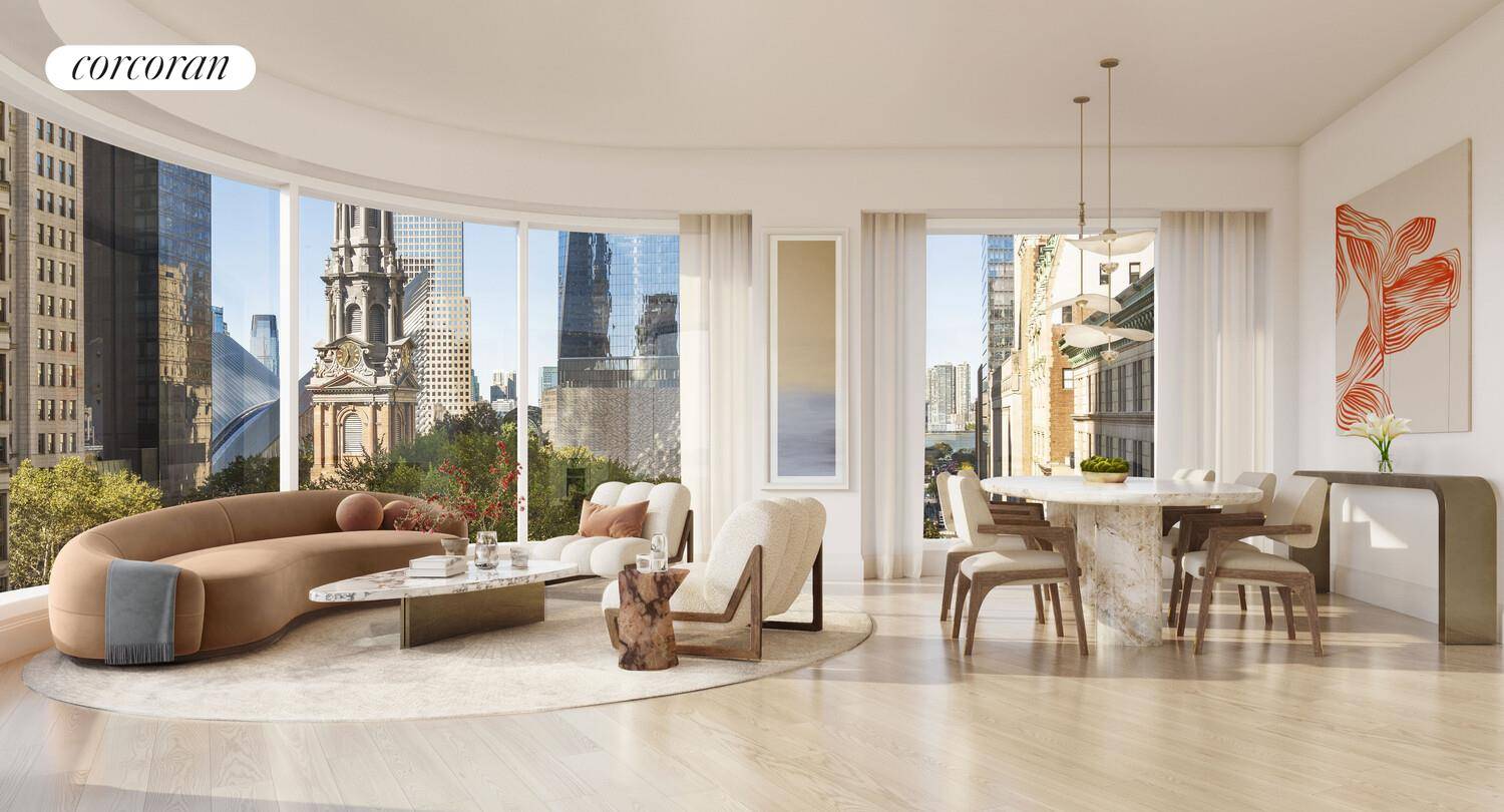 One Park Row Downtown Luxury, Iconic Views This three bedroom, two and a half bathroom residence sits at the prow of One Park Row, showcasing the building's signature curved living ...