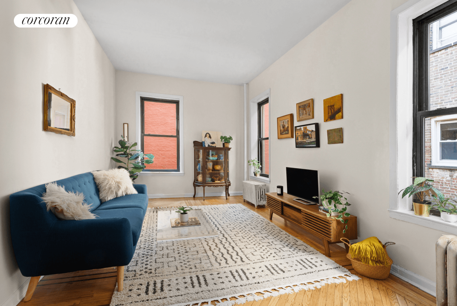 Located directly across the street from Prospect Park, apartment 2C is a 2 bedroom, 1 bath corner unit situated one flight up in a charming pre war co op.