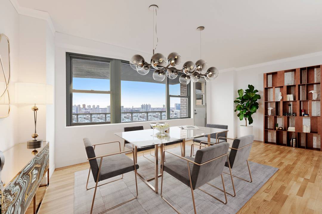 Expansive, cinematic views and exceptional scale define this rarely available high floor two bedroom, two bath residence at 1020 Grand Concourse, rising above the surrounding neighborhood near the pinnacle of ...