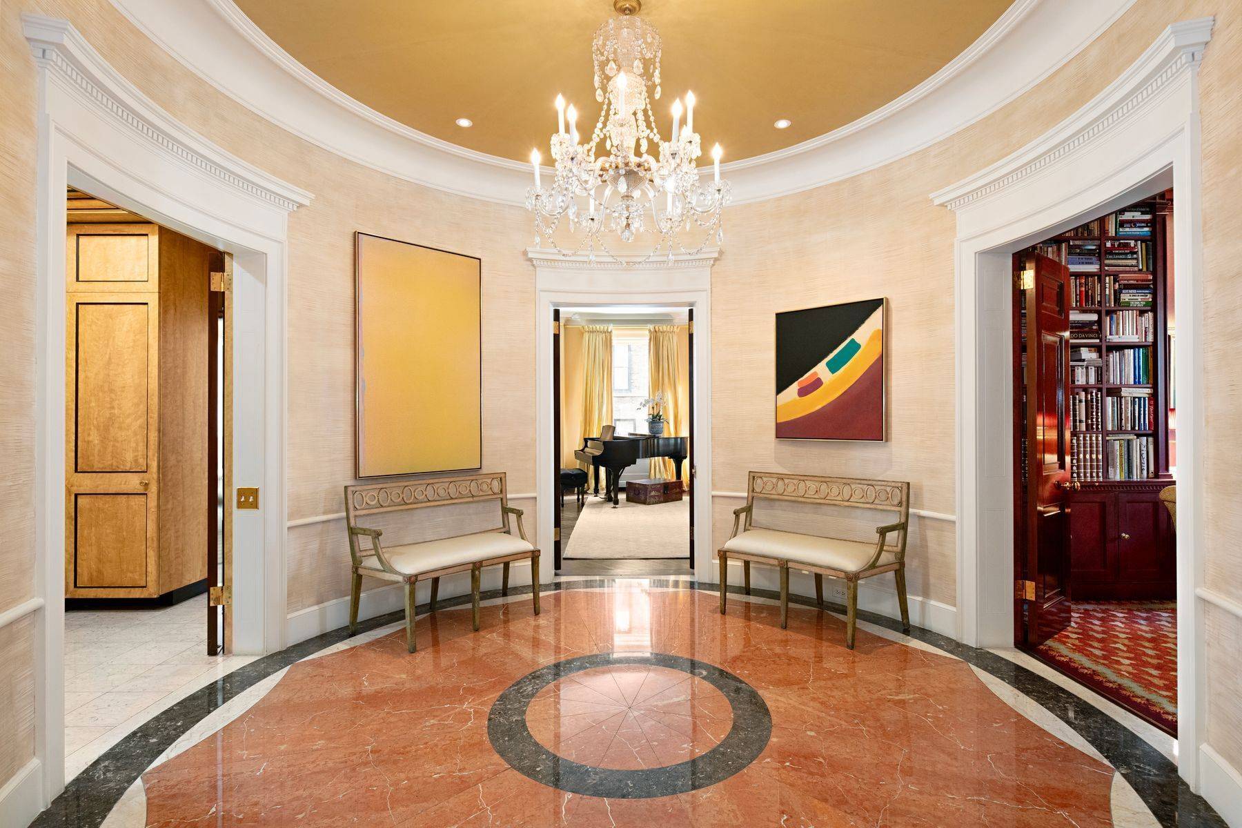 This large, magnificently proportioned, 14 into 10 room apartment encompasses the entire 9th floor of 635 Park Avenue, a building designed in 1912 by the renowned architect J.