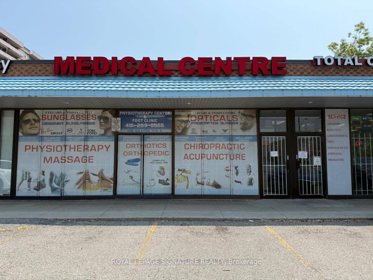 Fantastic opportunity in a high traffic, high density care centre plaza near Scarborough General Hospital ideal for any professional or medical use.