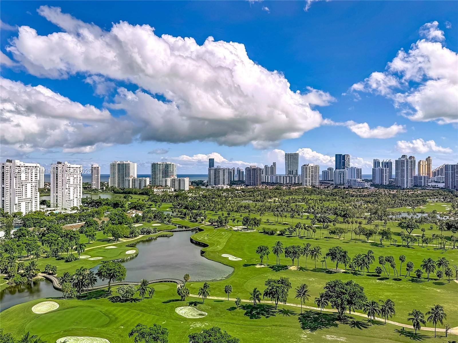 Enjoy unobstructed panoramic views of the Turnberry golf course and the ocean from this high floor 2 bed, 2 bath residence in Coronado Tower II.