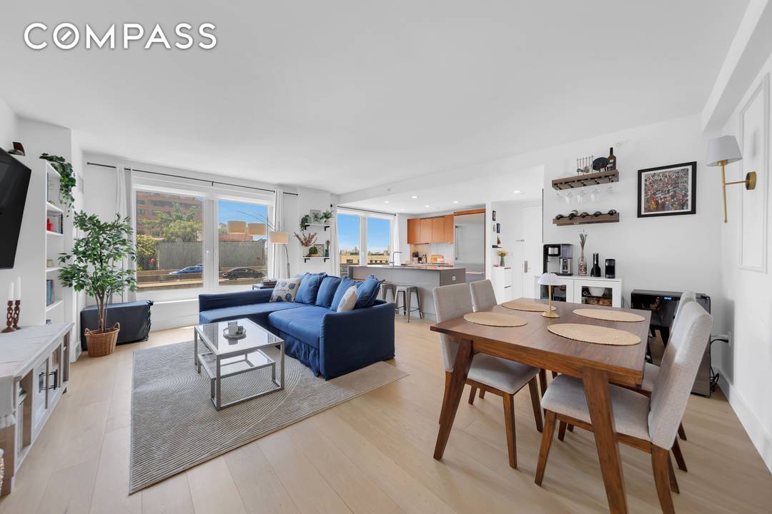 Park Slope's Refined Retreat Corner 2BD 2BA with Designer Finishes, Floor to Ceiling Windows, Double Exposure, Laundry Room, and Spa Caliber Primary Suite in Full Service Building with Rooftop, Courtyard, ...
