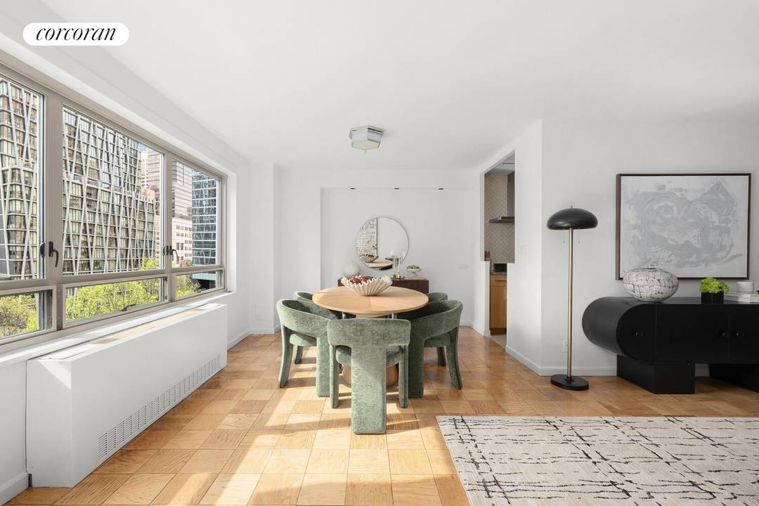 Residence 9P is a bright corner two bedroom, two bathroom residence with a private terrace, offering city and treetop views.